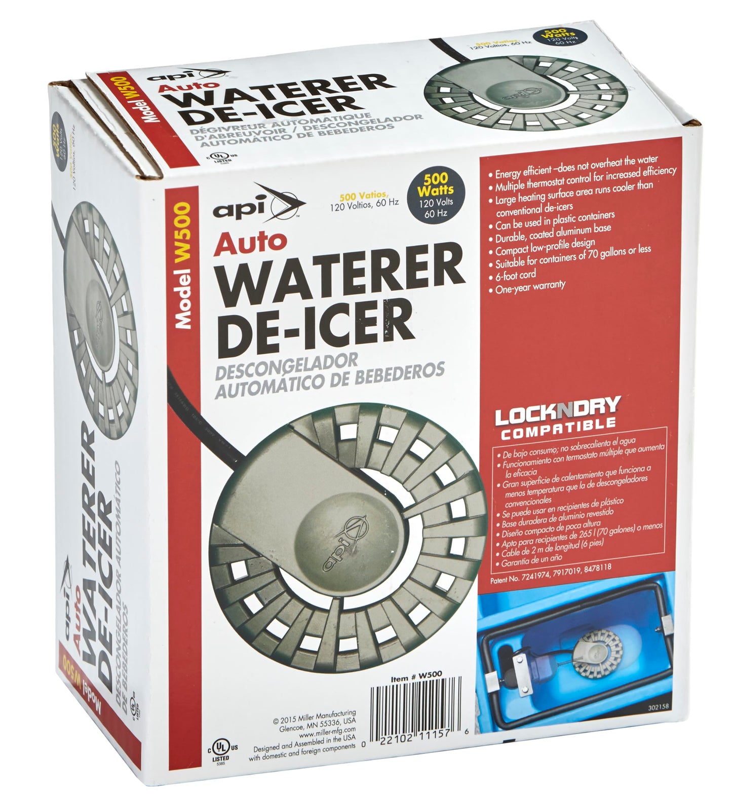 API® Automatic Waterer Deicer | Auto Waterer De-Icer | Stock Tank and Water De-Icer | Farm, Ranch & Pet | 500 Watt