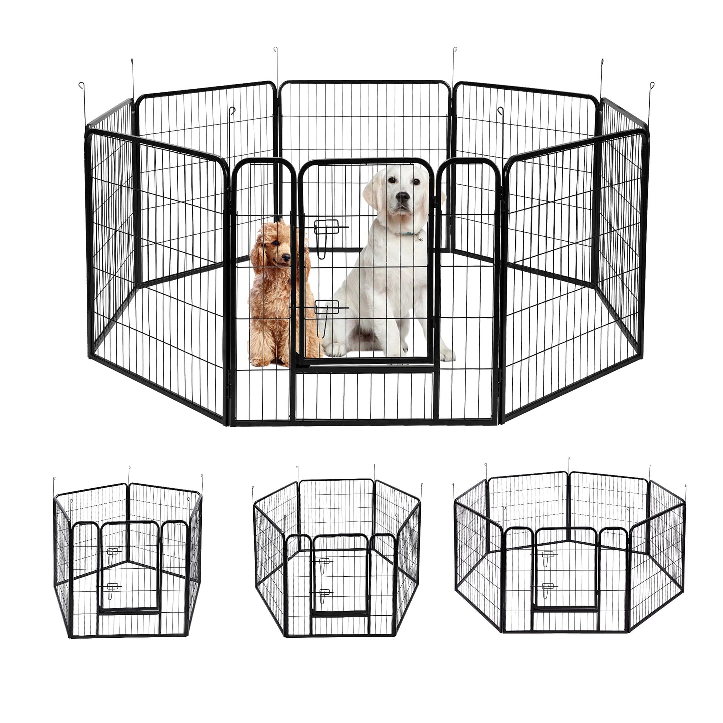 VIVOHOME 32'' 8 Panel Heavy Duty Metal Pet Fence Barrier Foldable Dog Puppy Cat Playpen Kennel with Door for Indoor Outdoor Exercise