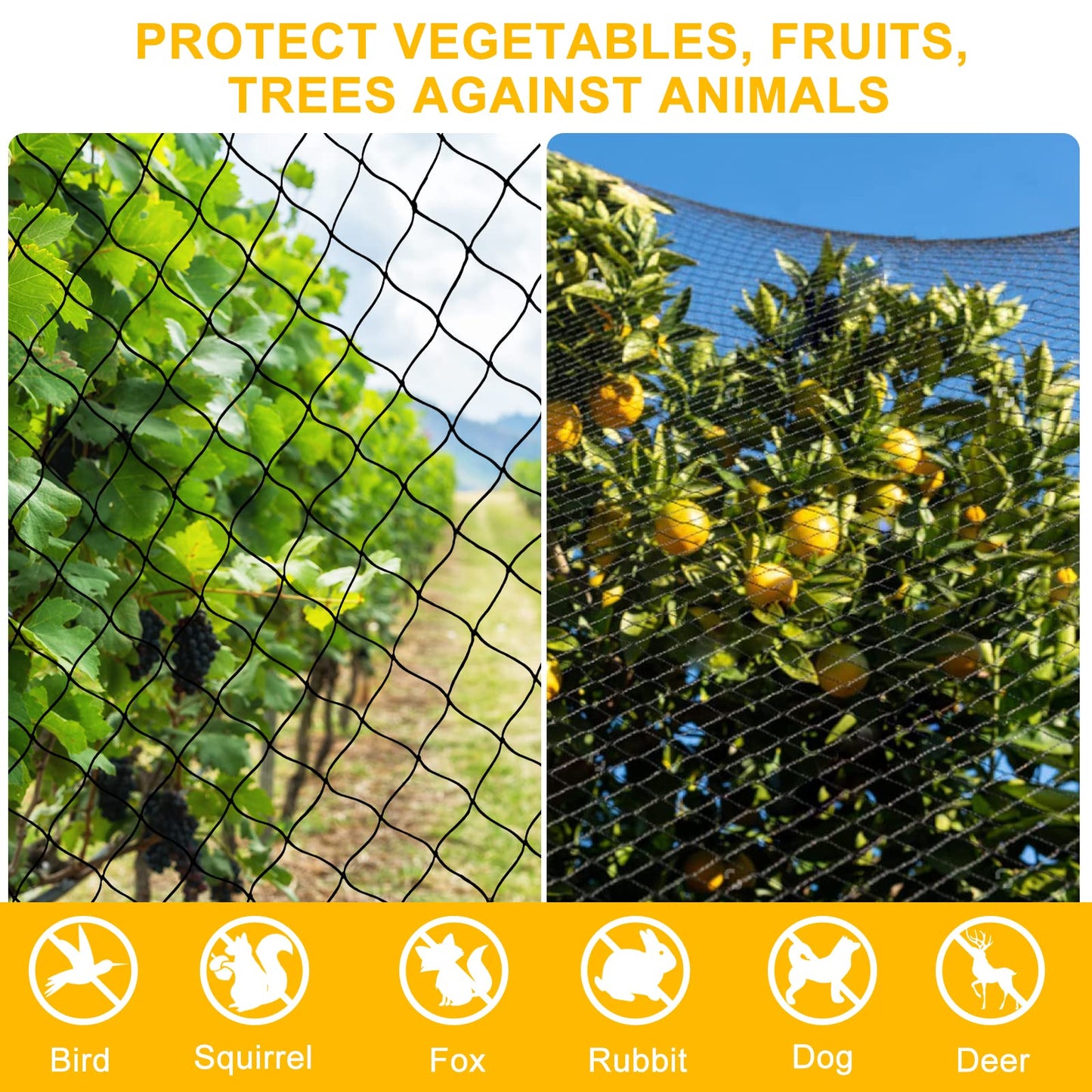 Bird Net 25'x50' with 1" Mesh Nylon Bird Netting for Garden, Poultry Netting Heavy Duty Aviary Netting Chicken Coop Netting, Garden Netting Deer Fence Netting for Fruit Tree, Pests Trellis Net