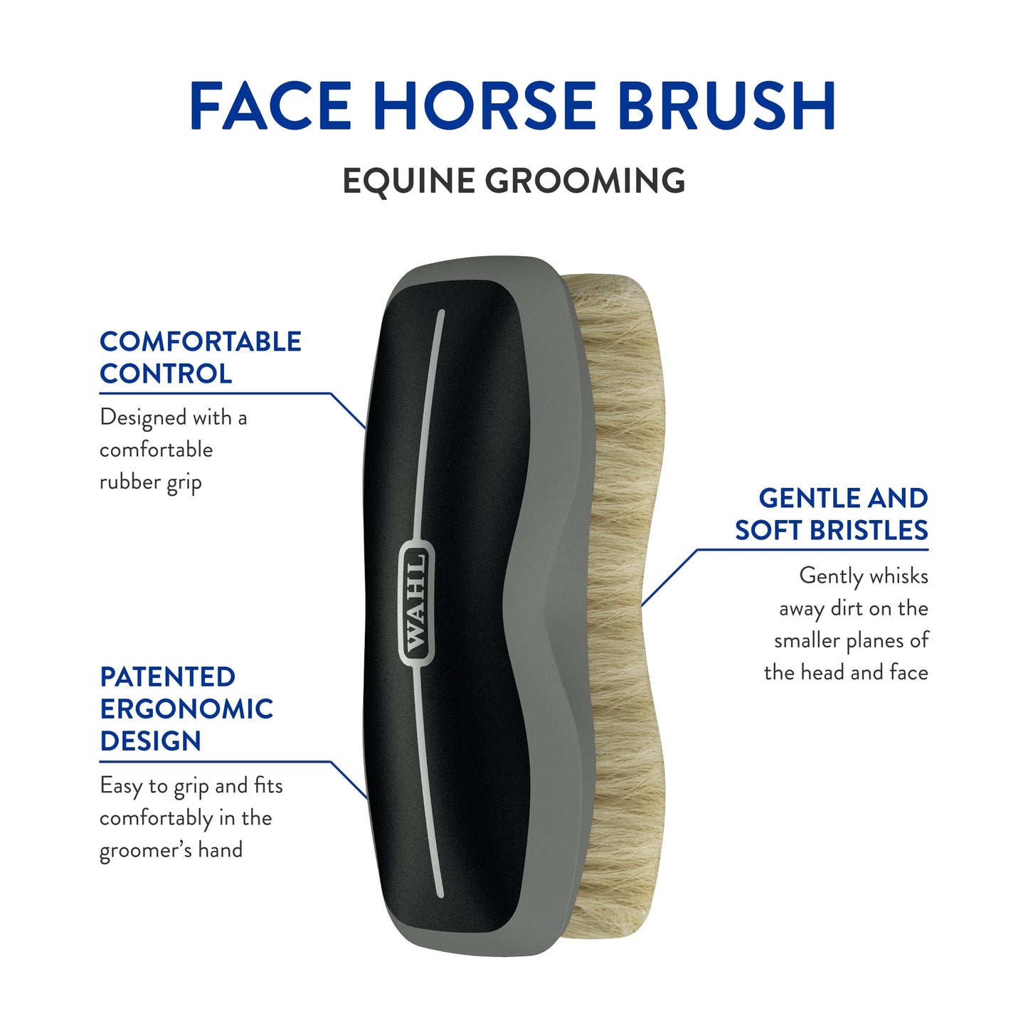 WAHL Professional Animal Equine Grooming Face Horse Brush - Black