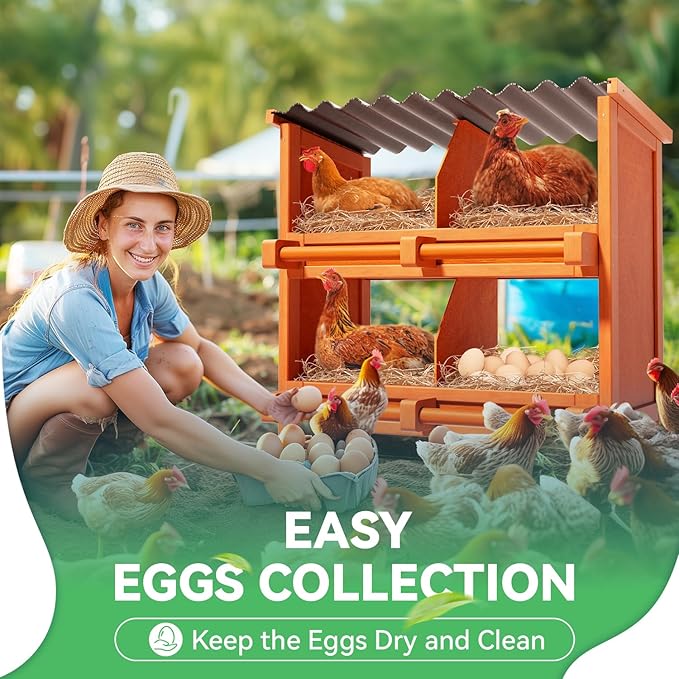 Chicken Nesting Boxes,4 Compartments Wooden Nesting Box for Chickens,Laying Boxes for Hens Ducks Poultry Protect Eggs Chicken Coops Easy Egg Collection