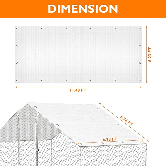 Chicken Coop Cover,11.48 * 6.23 FT Cover for Chicken Run Large Metal Chicken Coop Pen