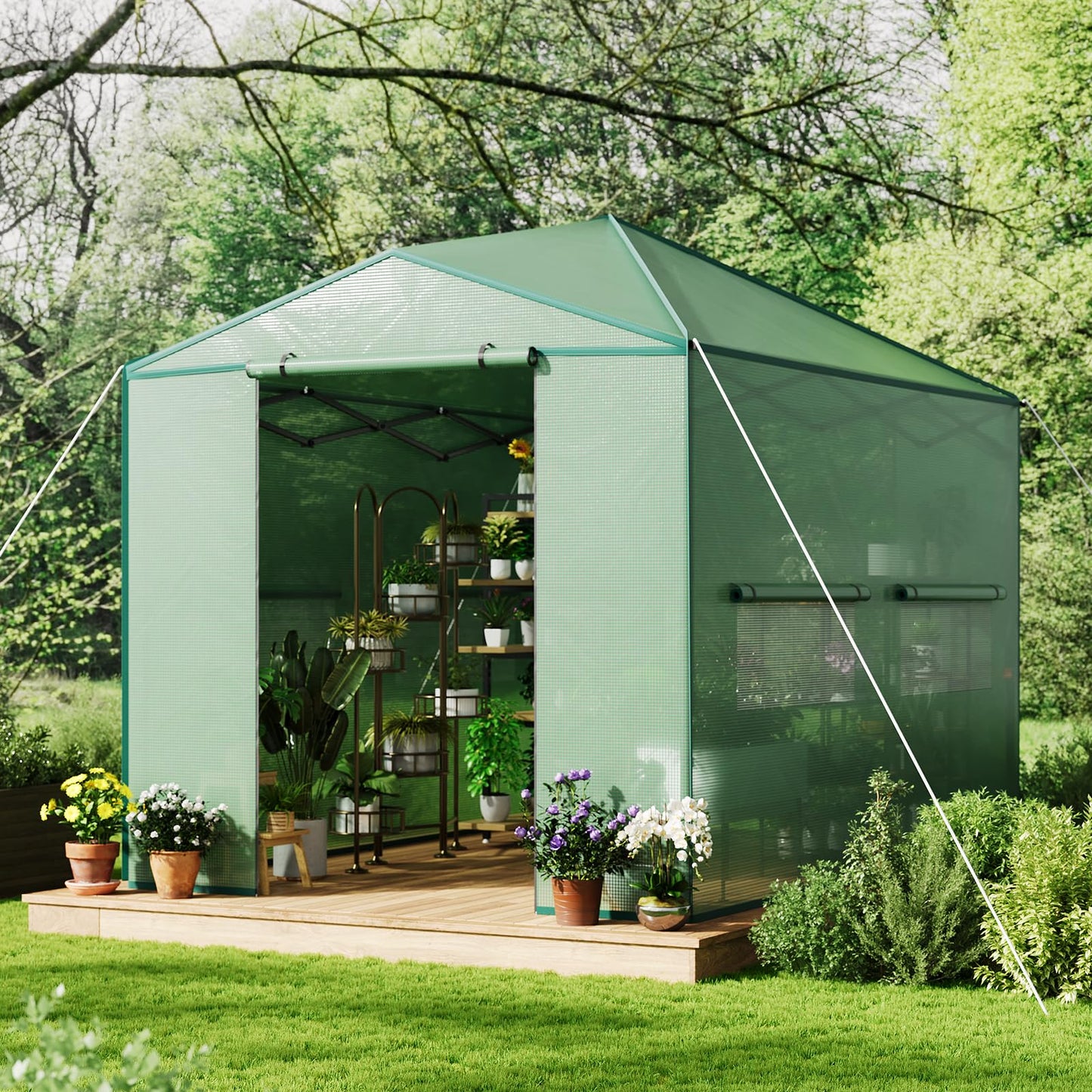 Hipicute Pop Up Greenhouse 12x8 FT,Portable Walk-in Indoor Outdoor Greenhouse for Garden Patio Backyard,Zippered Doors and Window,PE Cover,144x96 inch
