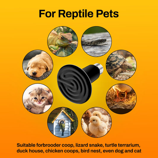 BN-LINK 150W Reptile Heat Lamp 2-Pack, Ceramic Heat Emitter Bulbs, No Light Heat Lamp for Reptiles, Chickens, Lizard, Turtle, Snake