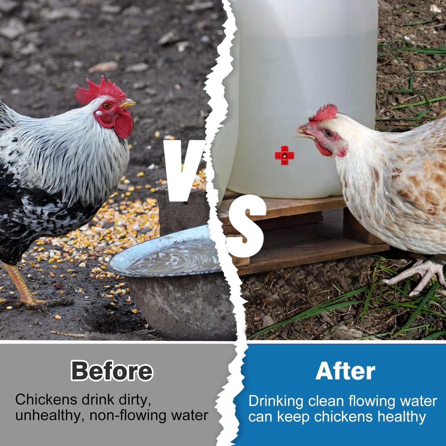 20 Pack Horizontal Chicken Nipples Waterer - Automatic Chicken Water Feeder, Easy Install Poultry Nipples Horizontal Side Mount Drinkers or Quail Duck