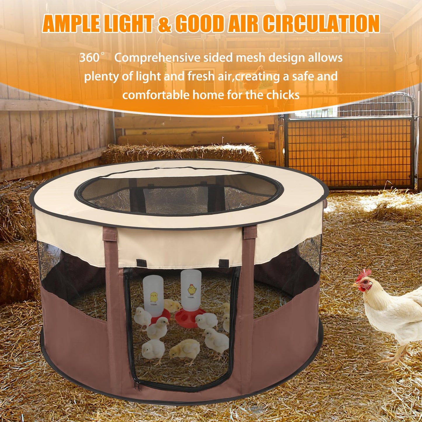 Chicken Brooder Box for Chick Starter Kit - 2025 Upgrade XL (Extra Large) Double Door Chick Brooder Pen/Chicken Playpen/Holds Up to 20 Baby Chicks, Ducklings, Quail