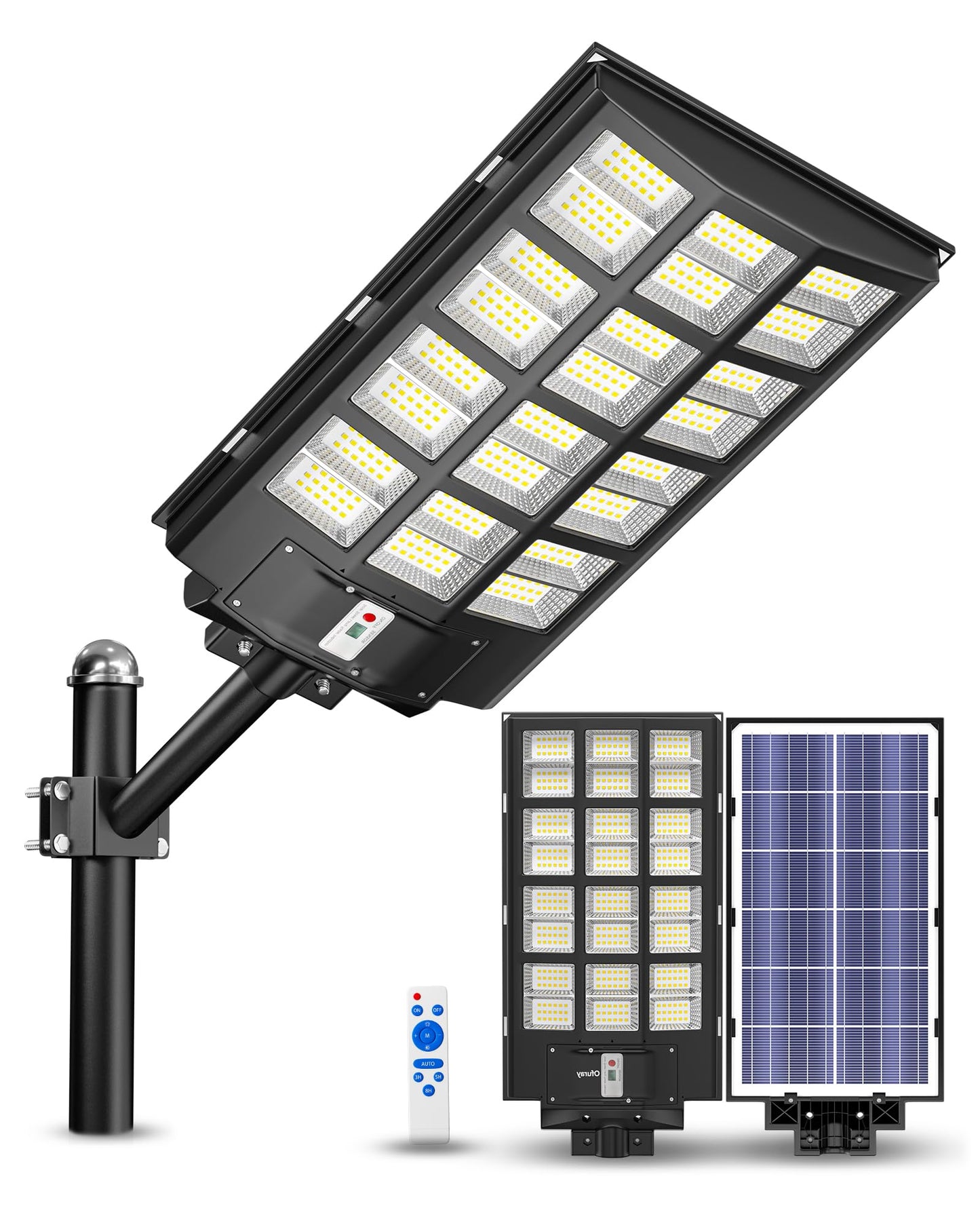 Ofuray Of-9800W and Of-5600W Solar Street Light Outdoor Waterproof,Solar Parking Lot Lights Commercial Dusk to Dawn, 6500k IP67 Street Led with Remote Control for Street,Court,Barn