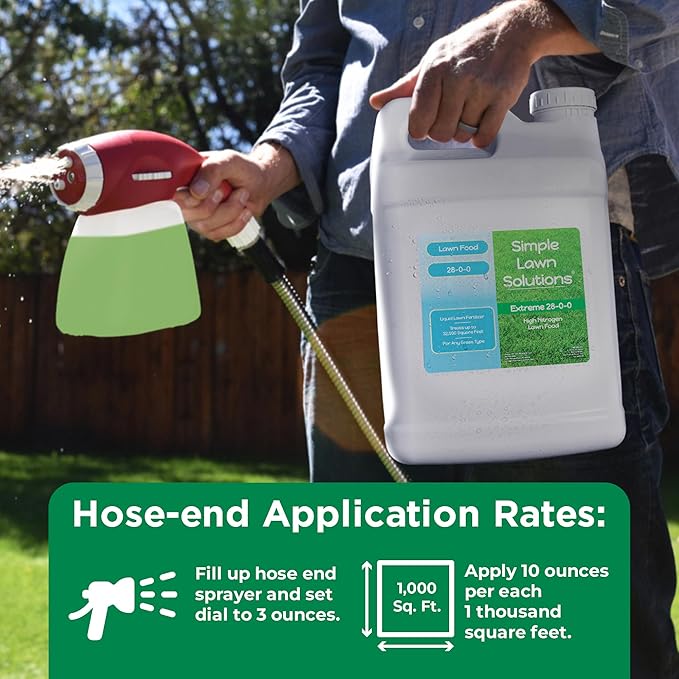 Maximum Green & Growth Fertilizer High Nitrogen 28-0-0 Lawn Food Liquid Fertilizer- Spring & Summer- Any Grass Type- Simple Lawn Solutions - Concentrated Quick & Slow Release Formula (2.5 Gallon)