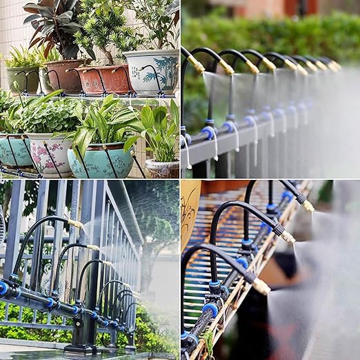 49.21Ft Drip Irrigation Kit Automatic Drip Irrigation System, 360° Bendable Garden Irrigation System, Garden Watering System Adjustable Bendable Nozzle Copper Sprayer System for Garden Yard