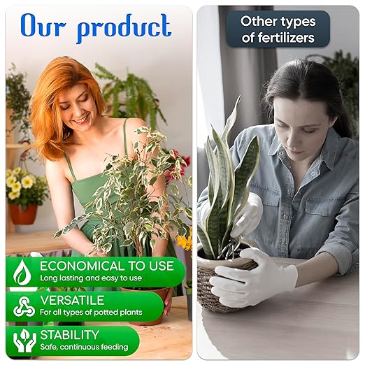 Easy Use Plant Food (12-Pack) | No-Mix Liquid Fertilizer Spikes for Indoor Plants & Flowers | Self-Feeds for 15 Days | Bloom Booster for All Houseplants | Made in The USA