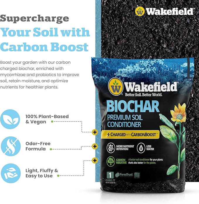 Wakefield Premium Indoor Potting Soil - Professional Biochar & Probiotics with CarbonBoost Technology - Ultimate Organic Potting Mix for Indoor & Outdoor Plants, Succulents & House Plants -1Cuft