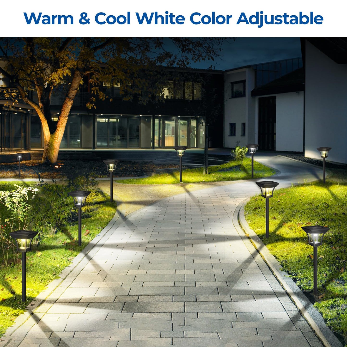 CINOTON UFO High Bay Light and Solar Pathway Light RGBCW 8 Pack