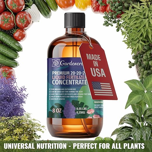 𝐏𝐑𝐎𝐅𝐄𝐒𝐒𝐈𝐎𝐍𝐀𝐋 All-Purpose 20-20-20 Liquid Fertilizer Spray for Lawns, Grass, Plants, Vegetables, Fruits & Flowers | 20-20-20 Liquid Fertilizer for Indoor and Outdoor Plants (8 OZ)