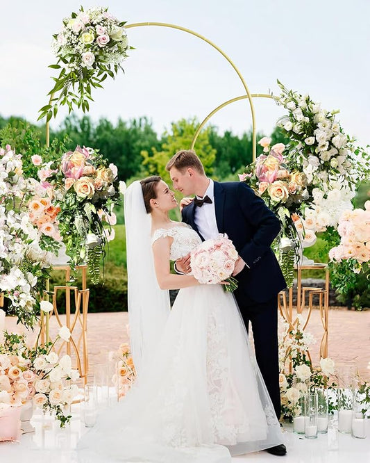 Wedding Arch, Metal Arch Backdrop Stand, Balloon Arch Stand Wedding Frame for Ceremony Decoration (Gold, 7.2FT, 6FT Arch Backdrop)