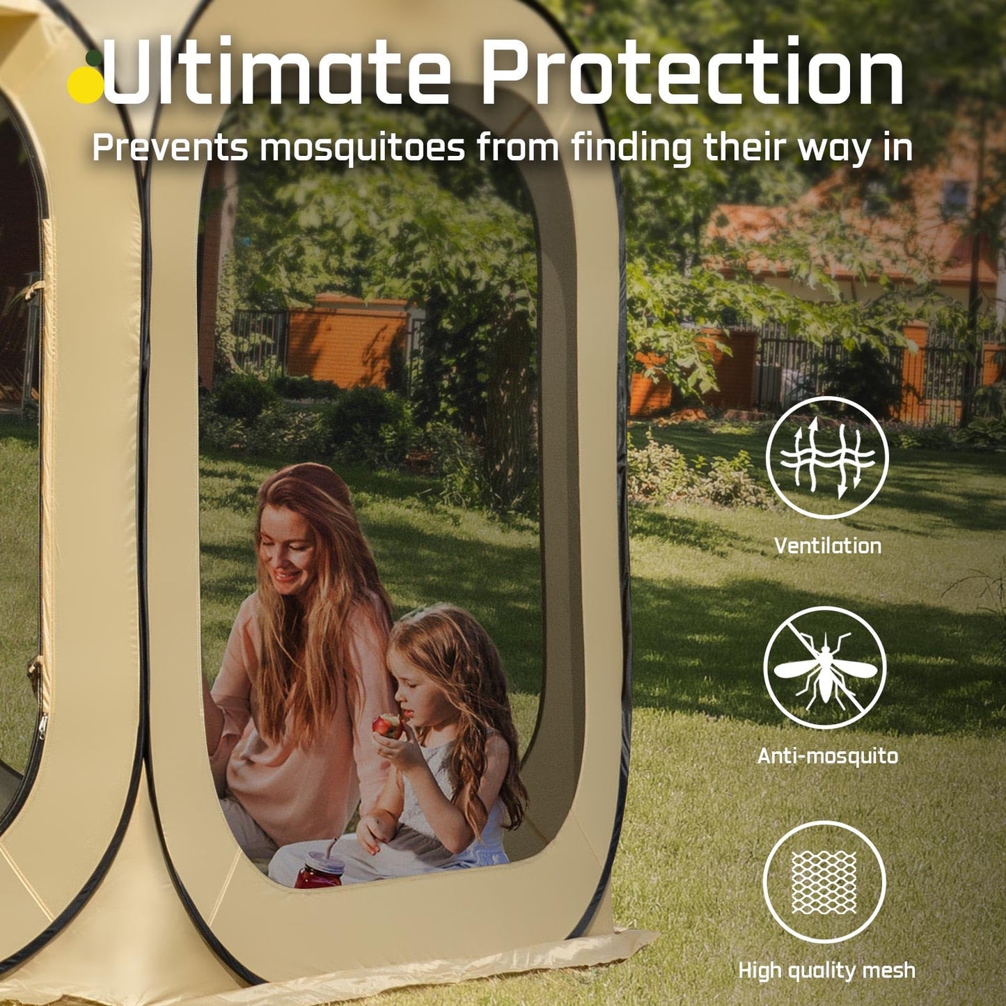 JELUCAMP 6x6 FT Pop Up Screen House Tent - Instant Screened Gazebo Canopy with Mosquito Net, Portable Backyard Tent for 4-6 People, Easy Setup Patio Shelter for Camping, BBQ, Sports & Outdoor