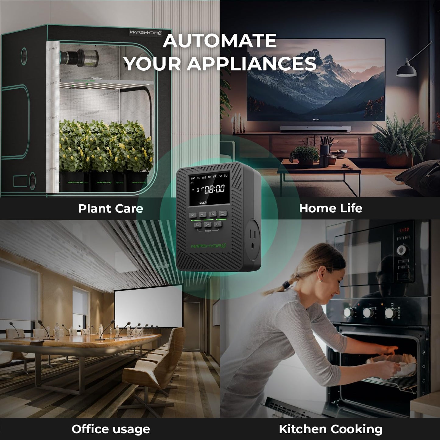 MARS HYDRO 3x3 Grow Tent Kit Complete System and ITime 2-in-1 Smart Timer Outlet Dual Outlet App Control Custom Programmable 12 On/Off for Home Office and Plant Growth Use