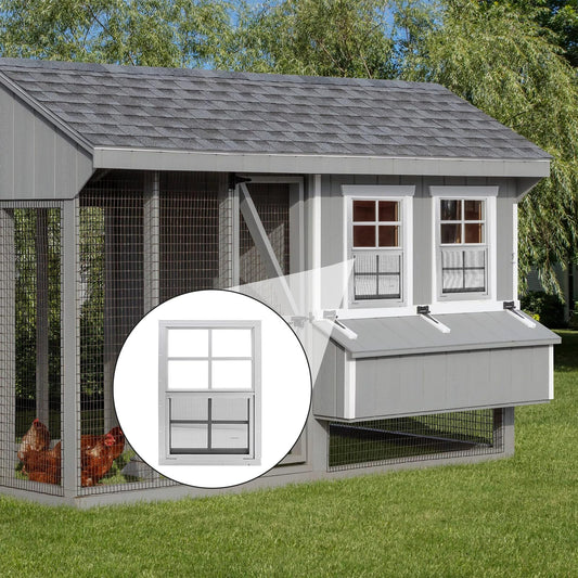 2 Pack Shed Window, 24" x 36" Flush Mount Window with Tempered Glass and Fiberglass Screen, Small Sliding Windows for Shed, Chicken Coop, Playhouse, Household, Garage, Barns, White
