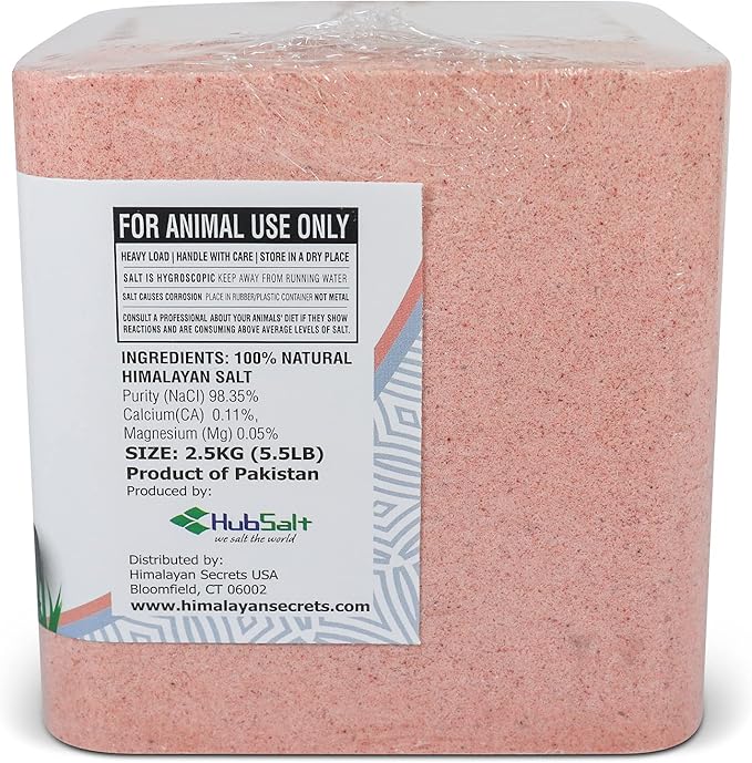 Himalayan Secrets® 5.5LB (2.5KG) Compressed Pink Himalayan Salt Lick | for Livestock and Wildlife Animals | 100% Pure & Natural Feed Salt Block | Natural Minerals and Trace Elements