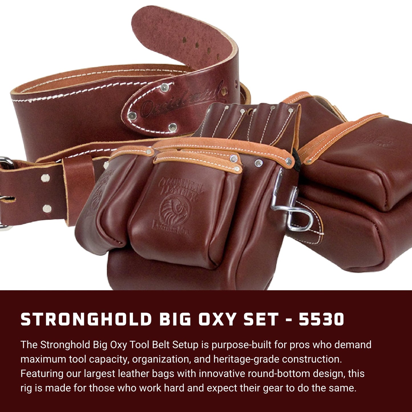Occidental Leather Stronghold Big Oxy Set - X-Large - 28 Pockets & Tool Holders - Premium Top-Grain Leather - Made in USA