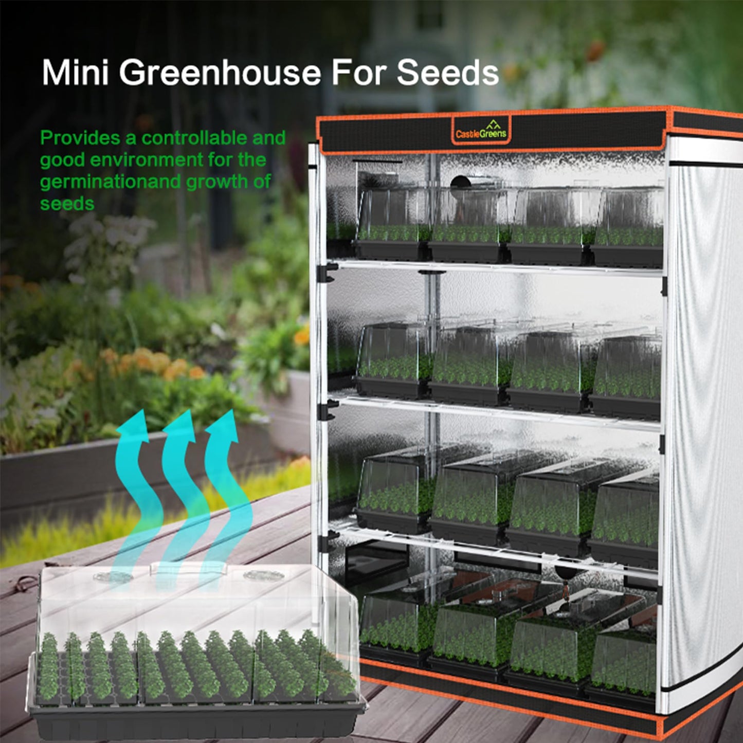 CastleGreens 48"x24"x72" Multi-Storey Grow Tent, Extra-Large Observation windows, Heavy-Duty 600D Mylar Plant Tent, Waterproof Growing Tents, Fit in Indoor Planting, Hydroponics, 4-Layers of seedlings
