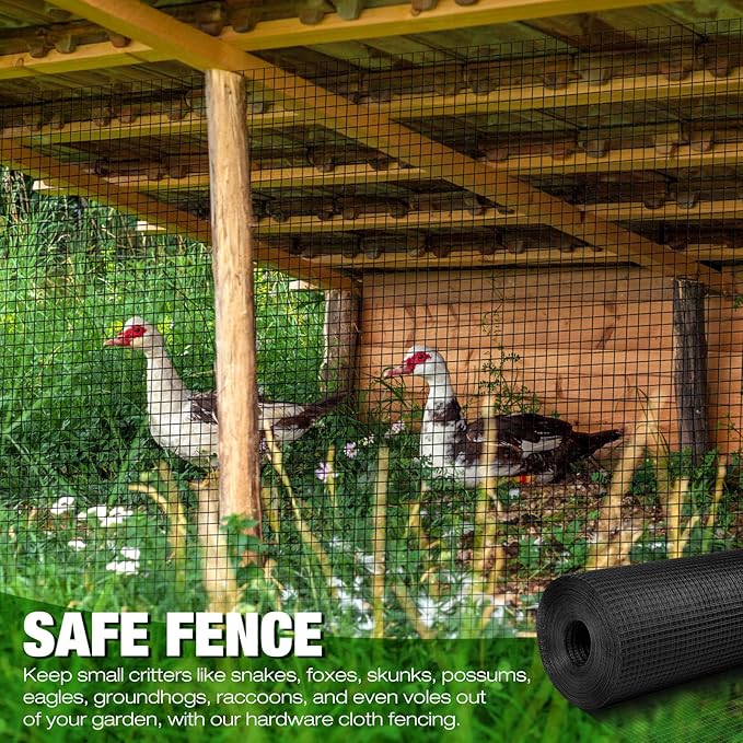 Tatuo 36in x 150ft Hardware Cloth Hot Dip Galvanized After Welded Cage Mesh Rolls 1/2 Inch Metal Chicken Wire Mesh Roll Wire Fencing Poultry Netting for Raised Garden Rabbit Rodent Animals(Black)