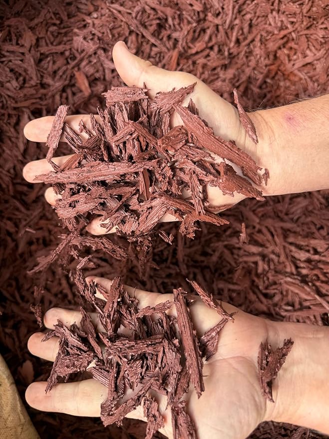 100% Wire-Free Shredded Rubber Mulch – Red – 10 lb (0.6 cu ft) – Long-Lasting, Low Maintenance, Safe for Kids & Pets – Ideal for Landscaping & Playgrounds