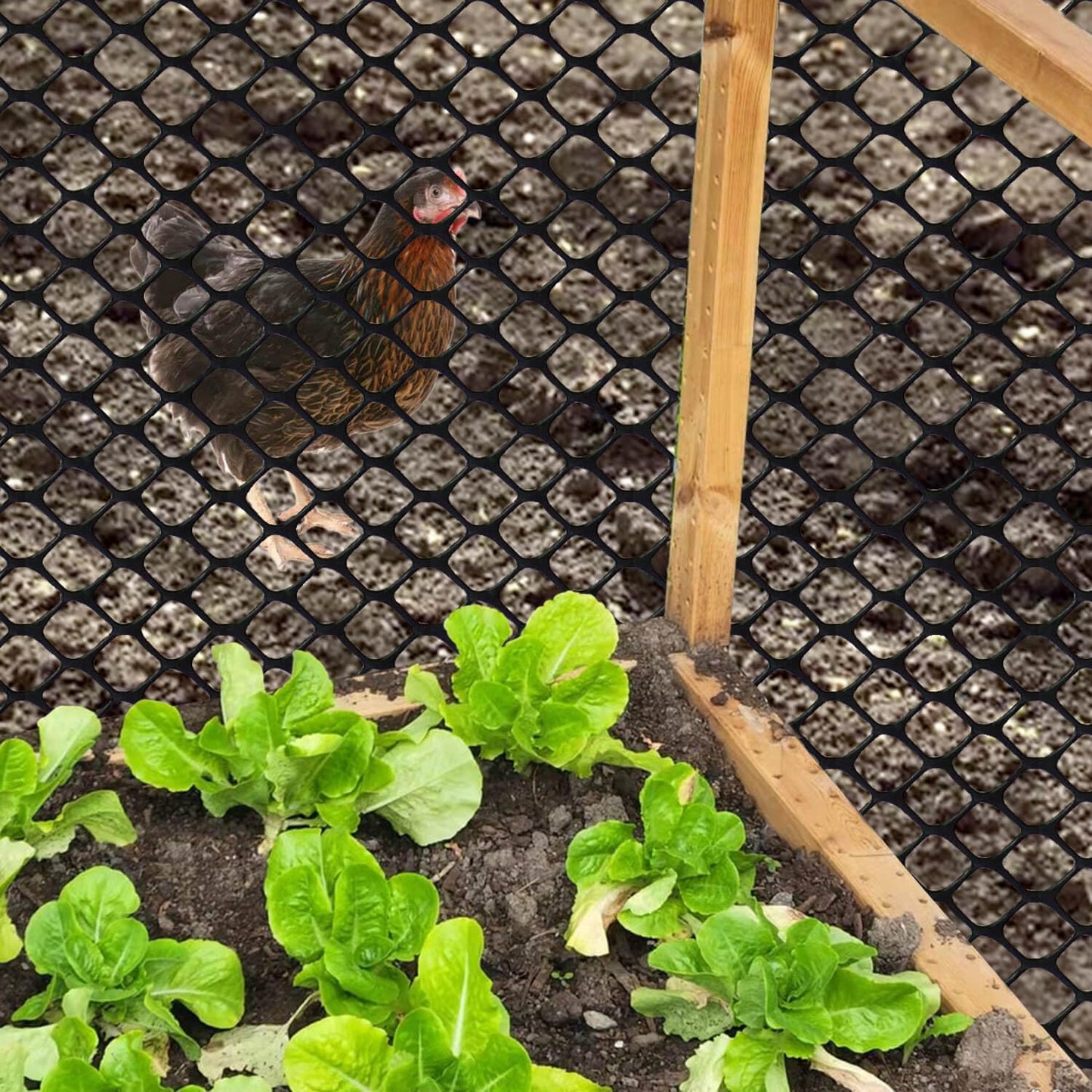 vensovo Black Plastic Wire Mesh 15.7IN x 10FT Roll - Chicken Wire Fencing for Poultry, Gardening Barrier, Balcony Guard for Cats and Dogs, Floral Craft Mesh with 20 Zip Ties