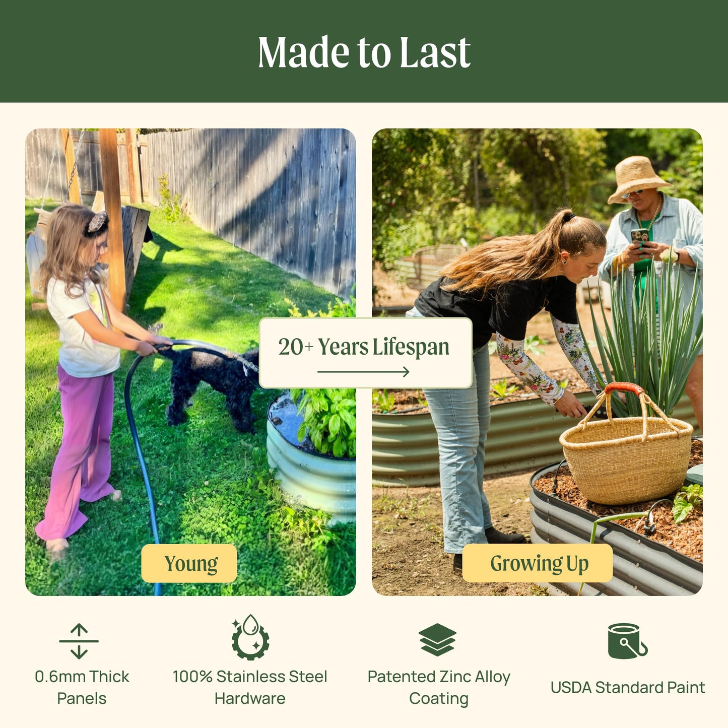 Vego Garden 17" Tall 10 in 1 2.5ft x 9.5ft Raised Garden Bed & 9.5ft Wide Metal Trellis