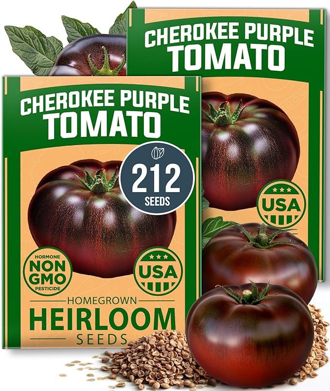 HOME GROWN Heirloom Garden Seed Kit – 3-Pack | Cherokee Purple & Large Red Cherry Tomato + Luffa Seeds | Non-GMO, USA-Sourced, High Germination Vegetable & Loofah Seeds for Sustainable Gardening