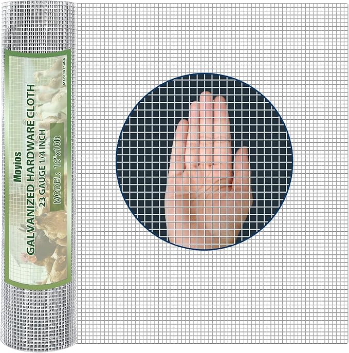 Hardware Cloth 1/4 Hot Dip Galvanized Wire Mesh Roll 23 GA Building&House Repaird Wire Fence Mesh - for DIY, Coops, Rabbit,Snake Fences, DIY Crafting,Plants Protective& Screen Mesh Silver
