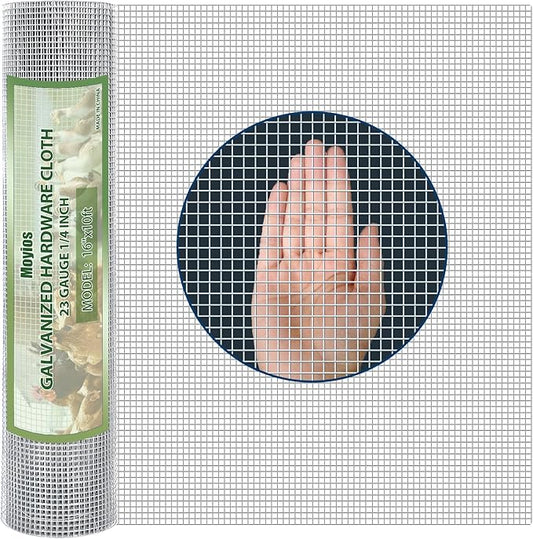 Hardware Cloth 1/4 Hot Dip Galvanized Wire Mesh Roll 23 GA Building&House Repaird Wire Fence Mesh - for DIY, Coops, Rabbit,Snake Fences, DIY Crafting,Plants Protective& Screen Mesh Silver