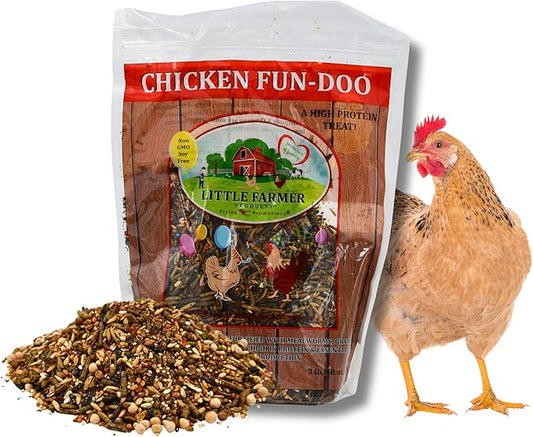 LITTLE FARMER PRODUCTS Chicken Fun-DOO Non-GMO, Soy-Free Chicken Treat | Premium Poultry Meal Worm, Vegetable & Herb Mix (3 lbs)