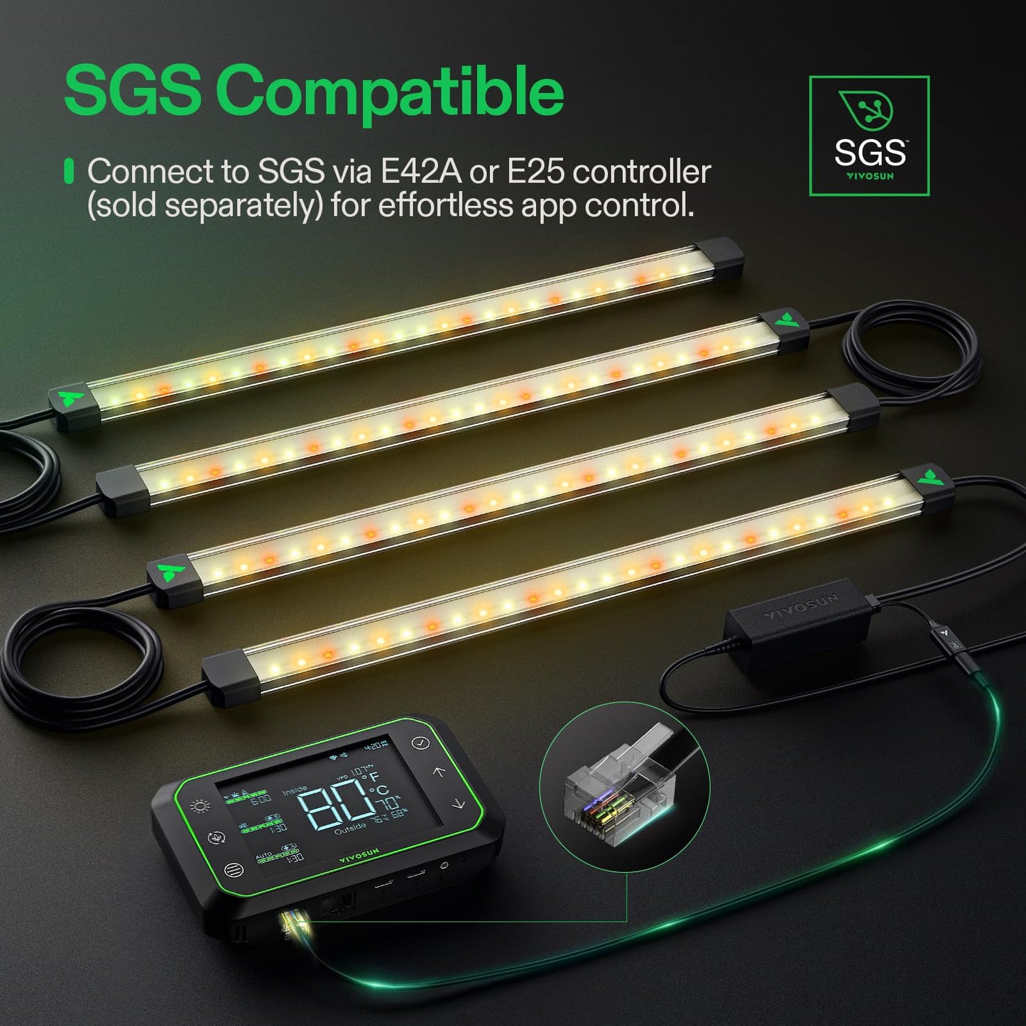 VIVOSUN VS1500 LED Grow Light with Full Spectrum Diodes & Daisy Chain Driver Dimmable Lights and LumaRay Side Lighting Bars (4-Bar), Full Spectrum LED Grow Lights for Grow Tents, Greenhouses