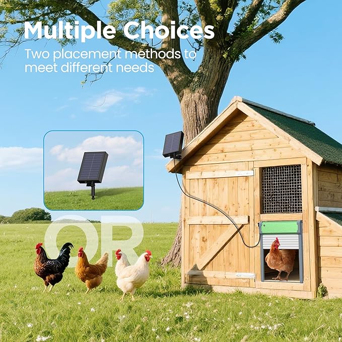 Automatic Chicken Coop Door Solar: Automatic Chicken Door - Solar Powered Chicken Coop Door with Timer & Light Sensor - Aluminum Alloy Chicken Door - IP65 Weather Proof - Remote Control- 4 Modes
