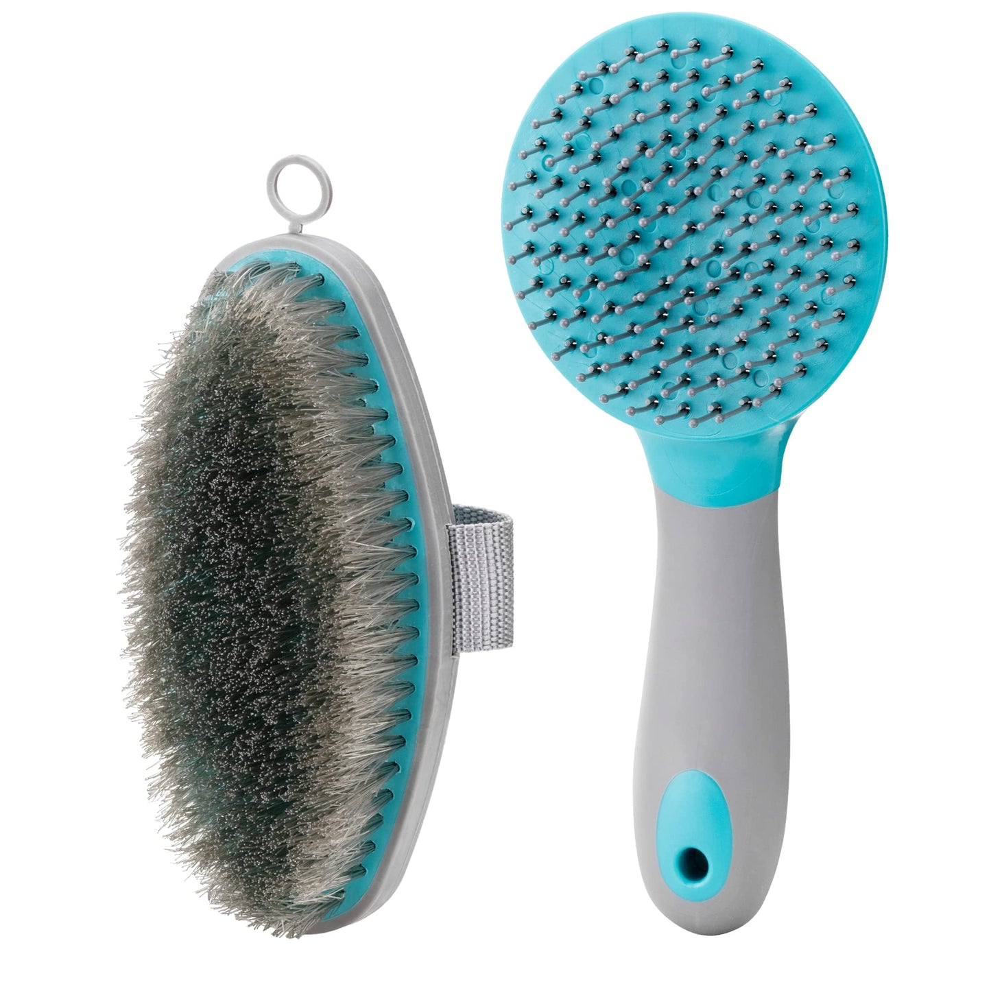Navaris Horse Grooming Brush Set - 2X Equestrian Brushes for Horses Tail Mane and Body Groom Kit Comb Set - Detangling Horse Hair Brush