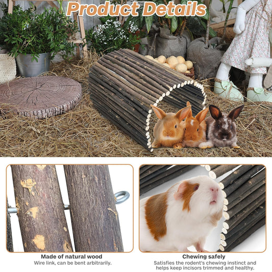 PINVNBY Extra Large Wooden Bunny Ladder Bridge (25 x 15 inches), Rabbits Hideout, House, Tunnel, Rodents Chew Toys for Guinea Pig, Chinchillas, Hedgehogs, Ferrets, Rat