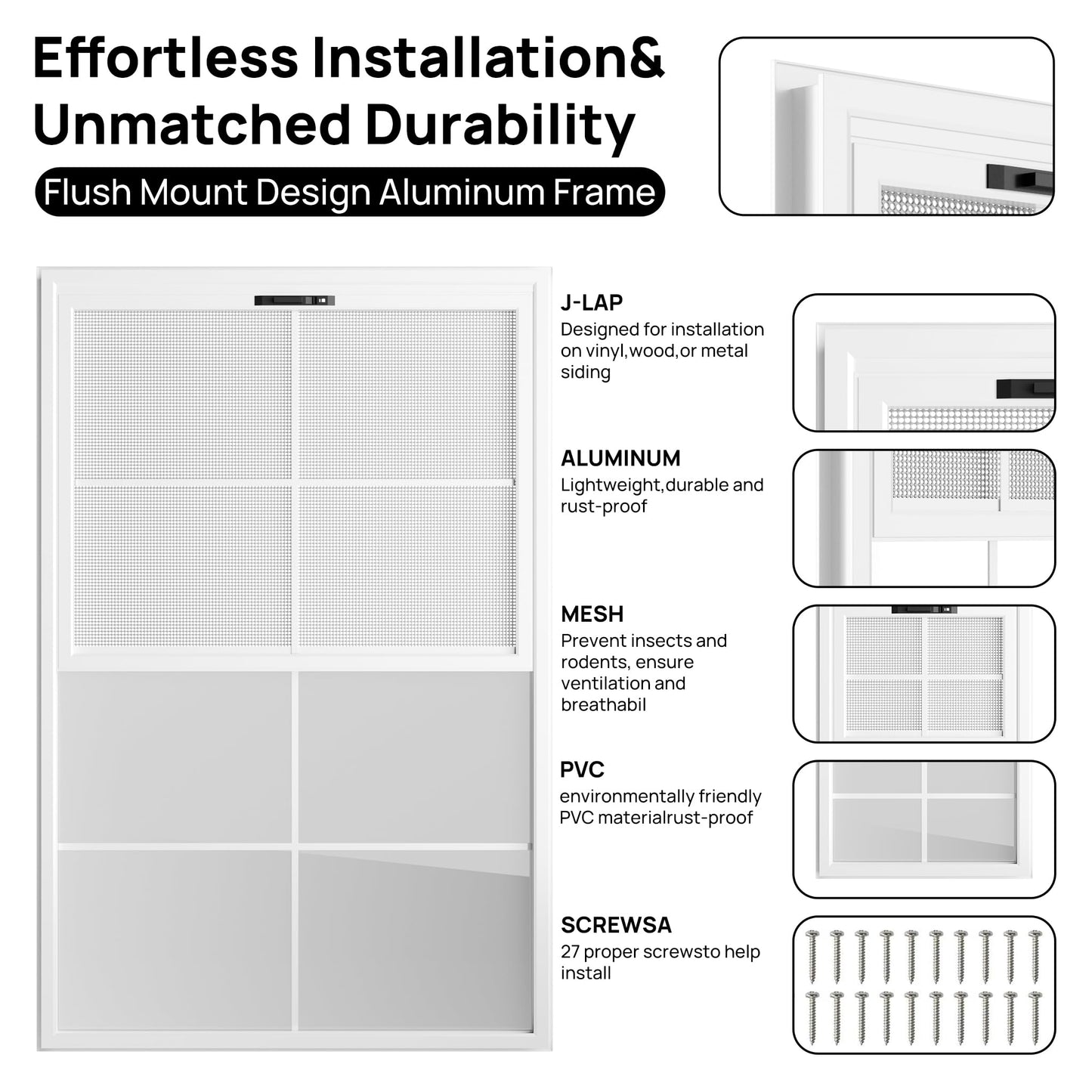 2 Pack 24" x 36"Shed Window, with Plastic Glass and Fiberglass Screen for Shed, Chicken Coop, Playhouse, Household, Garage