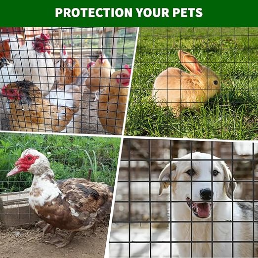Hardware Cloth 1/2 inch 48 x 100 ft 19 Gauge Chicken Wire Fence Galvanized Steel Mesh Rolled Fencing for Garden Supports Poultry Netting Cage Snake Fence Tree Guard, Black