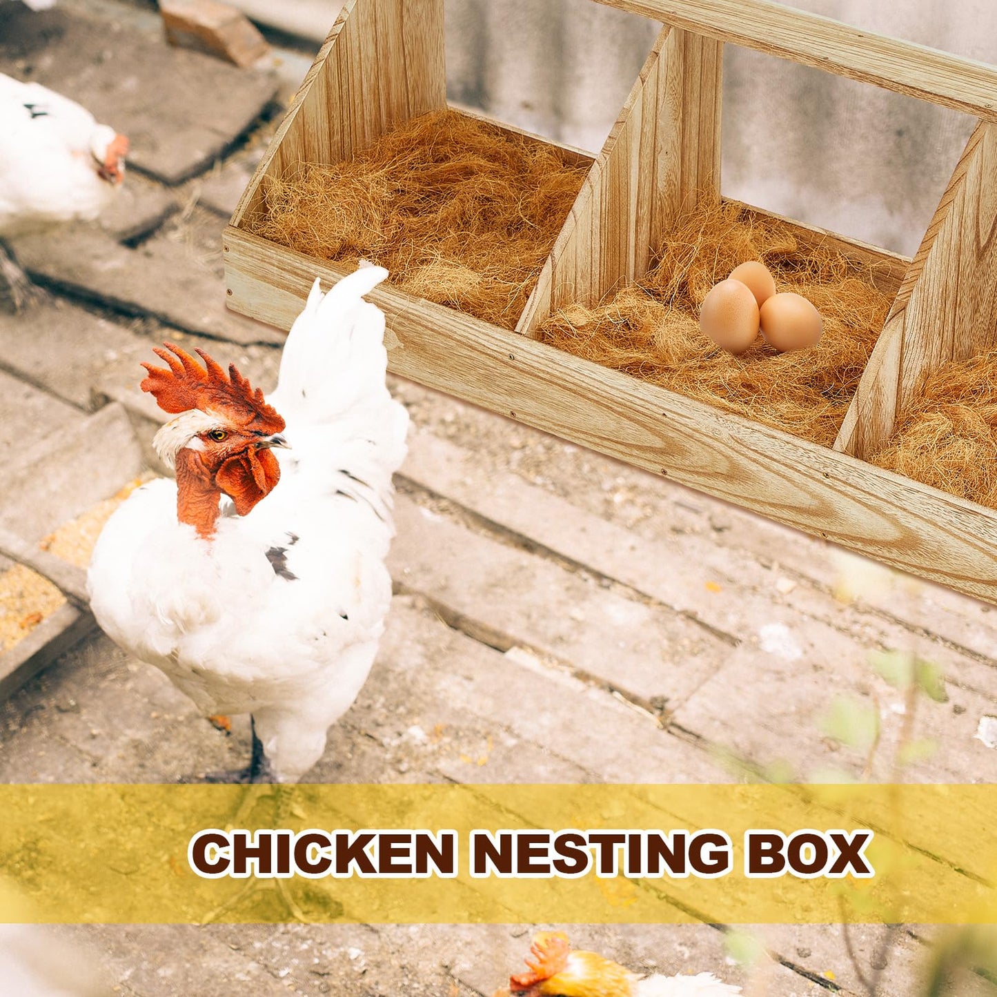 Thyle 1 Set Chicken Nesting Boxes 3 Compartment, Wood Chicken Laying Eggs Boxes Versatile Nesting Wall Mount for Hens Duck Poultry Coop Accessories
