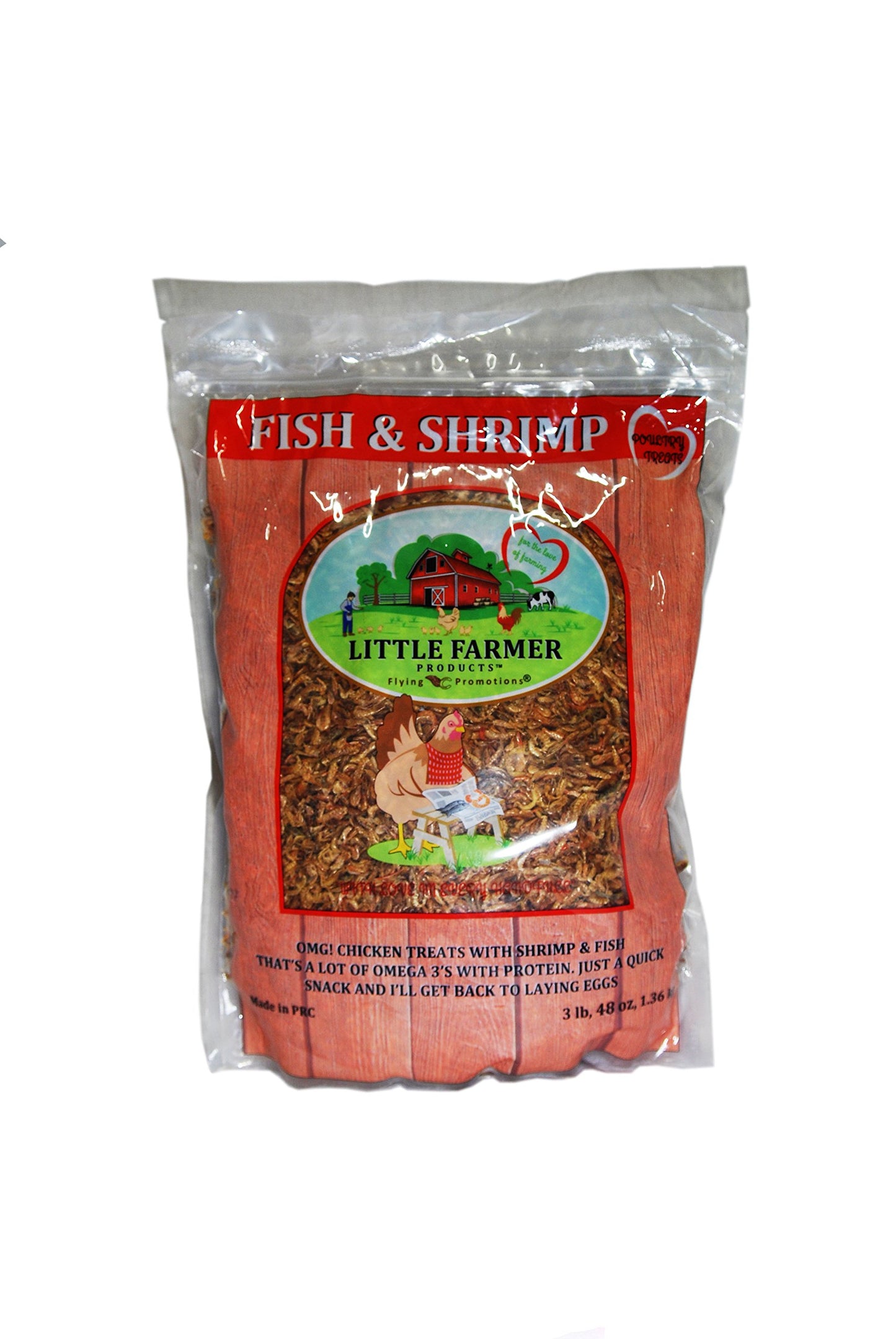 LITTLE FARMER PRODUCTS Fish & Shrimp | Dried River Shrimp & Minnow Fish | Omega 3, Calcium, Protein Packed | Premium Poultry Chicken Duck Treat (3)