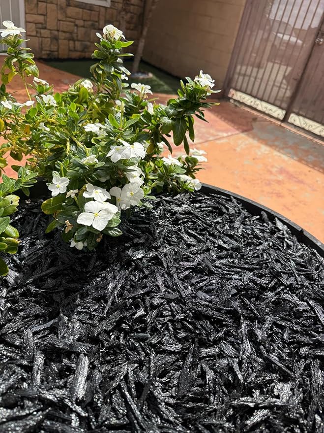 100% Wire-Free Shredded Rubber Mulch – Black – 20 lb (0.6 cu ft) – Long-Lasting, Low Maintenance, Safe for Kids & Pets – Ideal for Landscaping & Playgrounds