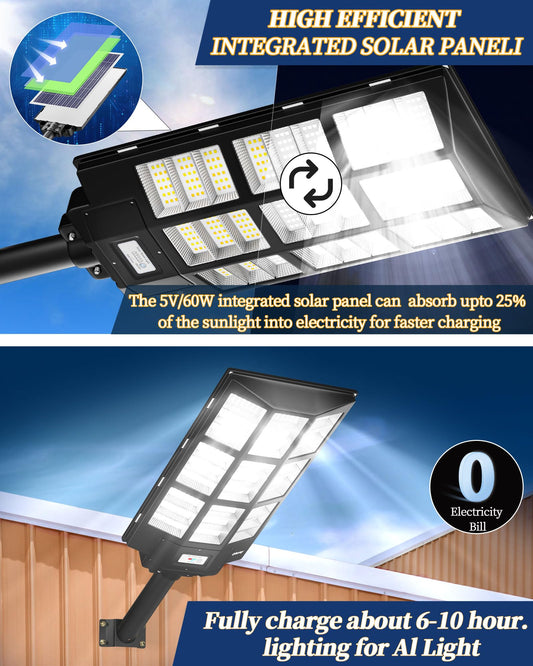 Ofuray Of-7200W Solar Street Light Outdoor-3000K/4000K/6500K Outdoor Security Flood Light,IP67 Solar Parking Lot Lights Commercial Dusk to Dawn with Remote Control for Yard,Residential