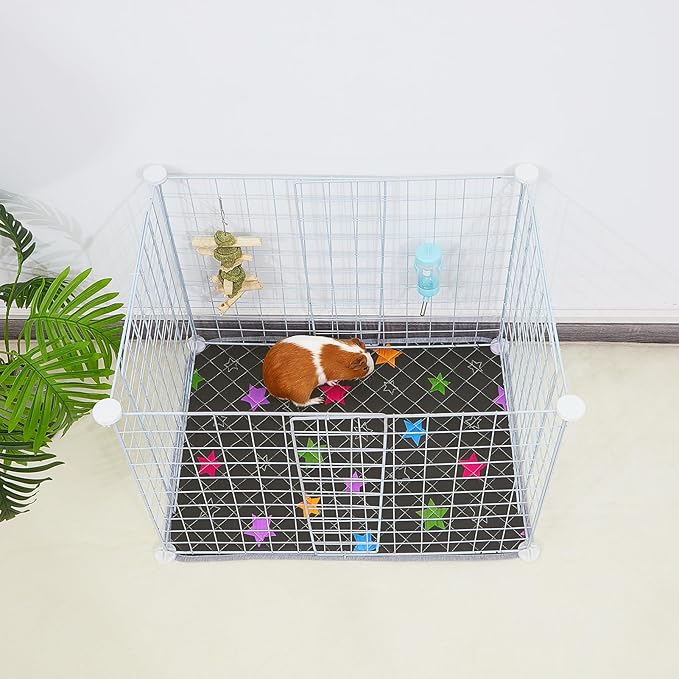 Bienbee Guinea Pig Bedding, 2 Pack 29" x 16" Reusable Guinea Pig Cage Liner Waterproof and Absorbent Small Animal Bedding Washable Guinea Pig Pee Pads for Small Pet Hamster Rabbit Squirrel,Black