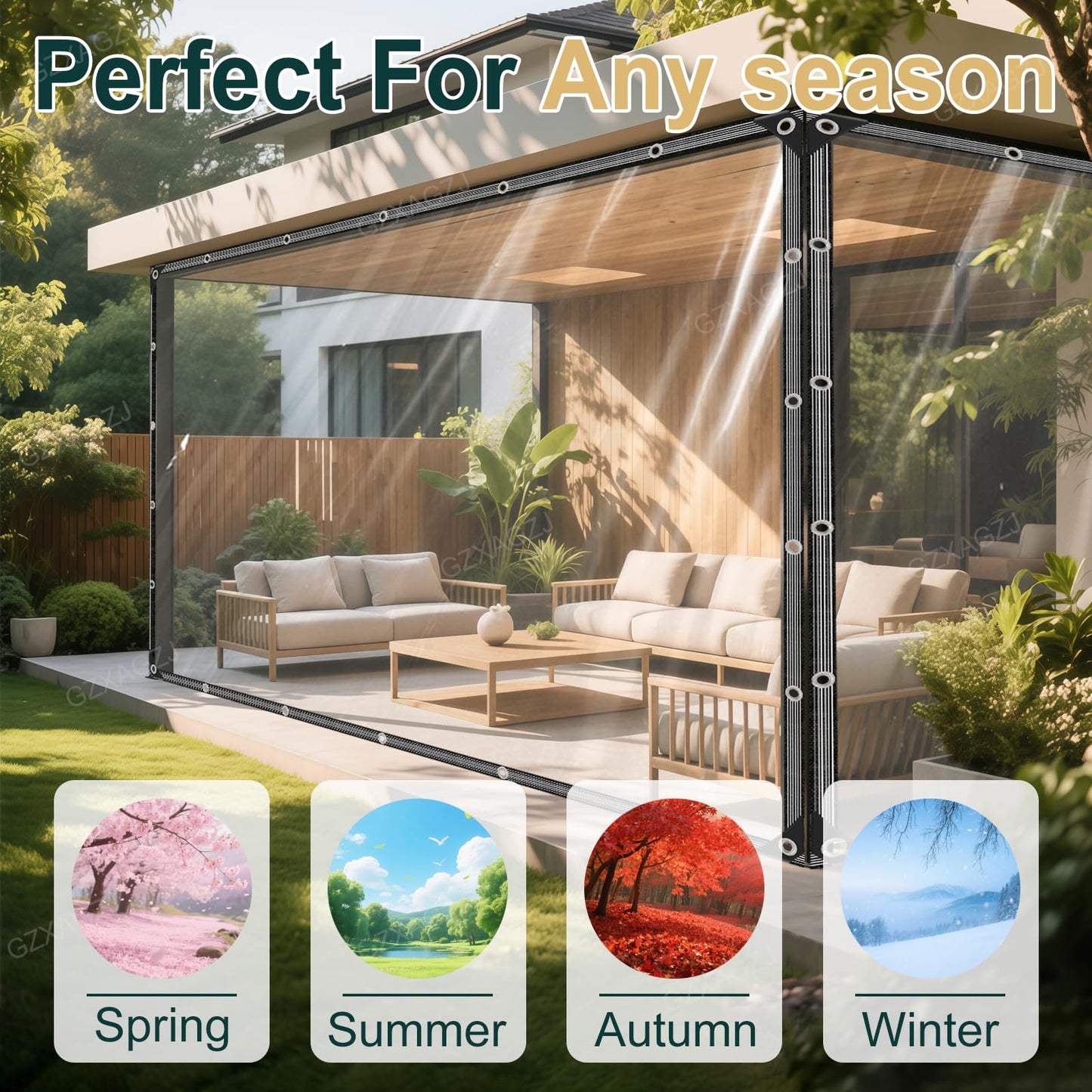 GZXAGZJ Clear Tarp with Grommets 12x12 ft Heavy Duty Clear Tarps 14 Mil Thickened Tear-Resistant Reinforced Edges for Porch Garden Patio Chicken Coop Plant Winterizing Camping