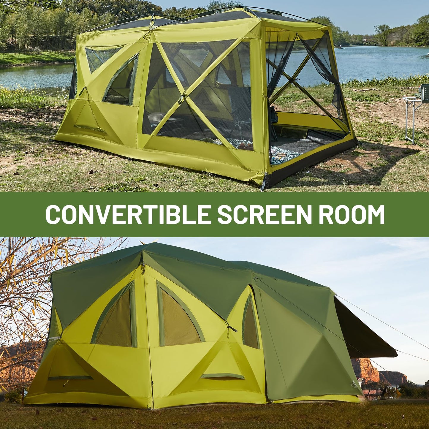 Timber Ridge 8 Person Instant Pop Up Cabin Tent, Easy 90 Second Setup, Weather Resistant Camping Family Hub Tent with Rain Fly and Carry Bag for Outdoor Camping
