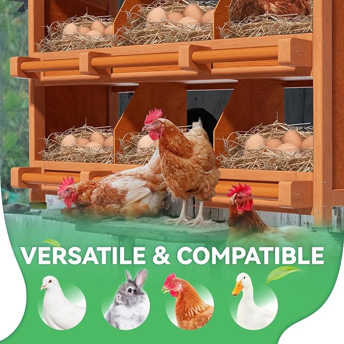 Chicken Nesting Boxes, 6 Compartments Wooden Nesting Boxes for Chickens,Laying Boxes for Hens Ducks Poultry Protect Eggs Chicken Coops Easy Egg Collection