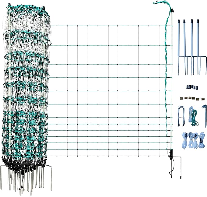 RentACoop Poultry Netting Electric Fence - Electric Poultry Enclosure for Chickens, Ducks, Turkeys - Suitable for 4 Week Old Chickens/Older and Adult Poultry - Energizer Not Included - 168' L x 42" H