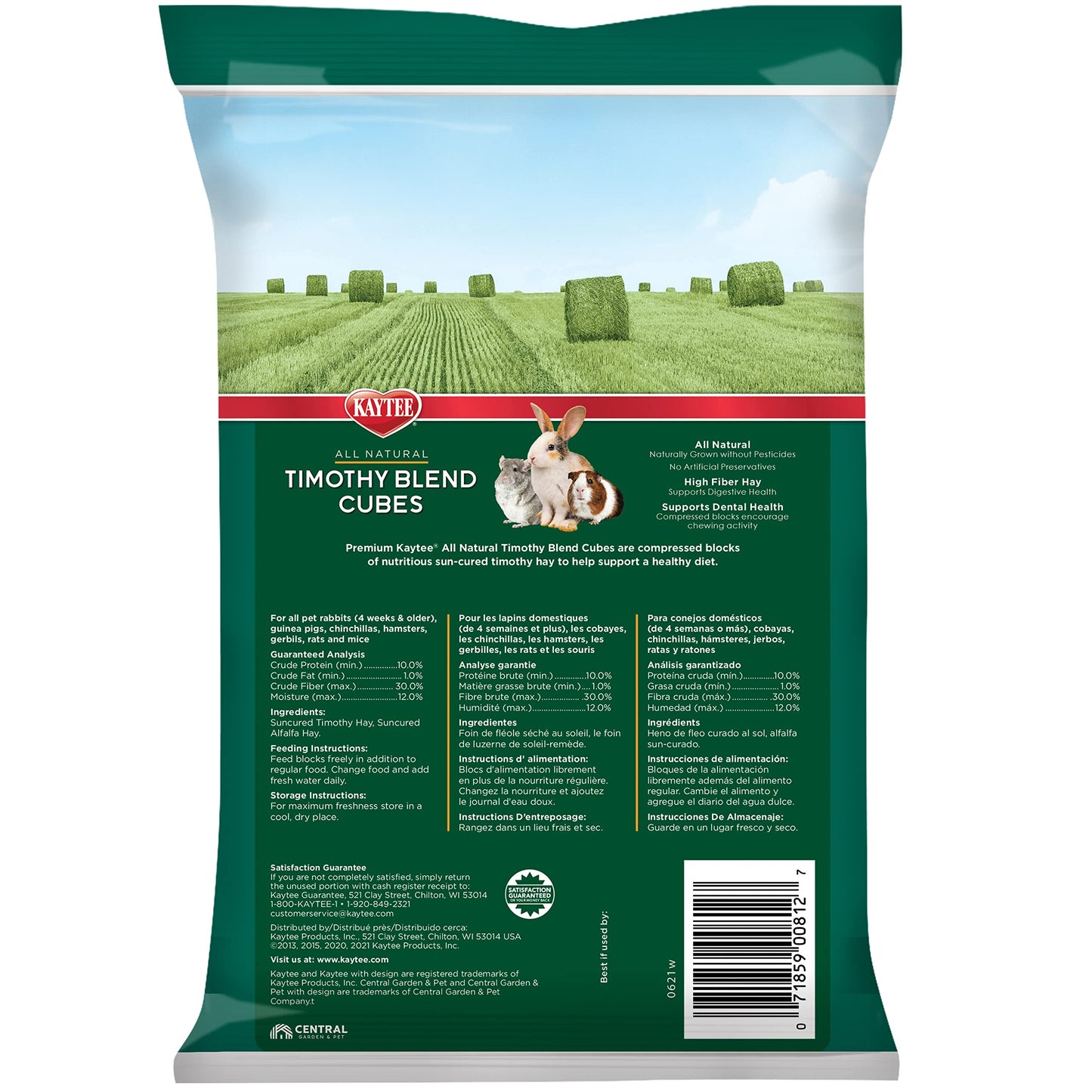 Kaytee Timothy Hay Blend Cubes for Pet Rabbits, Guinea Pigs, Chinchillas, and Other Small Animals, 1 Pound