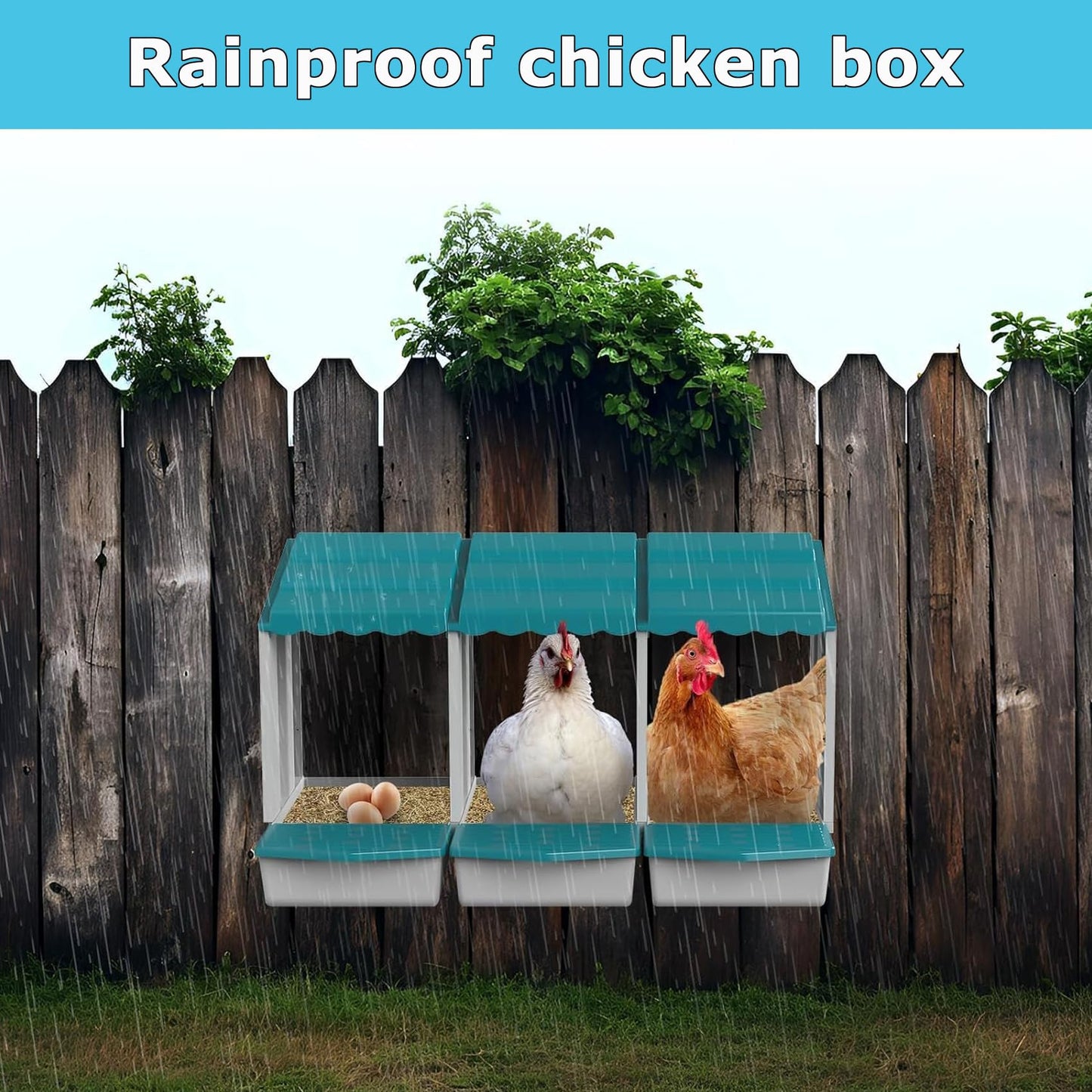 AUTENS Chicken Nesting Boxes, 10 Hole Laying Boxes,2 Nest Mat, Plastic Roll Away Chicken Nest Box, Egg Roll Out with Perch Eggs Protected Collection Area, Poultry Modular House Egg Coop Nest Perch