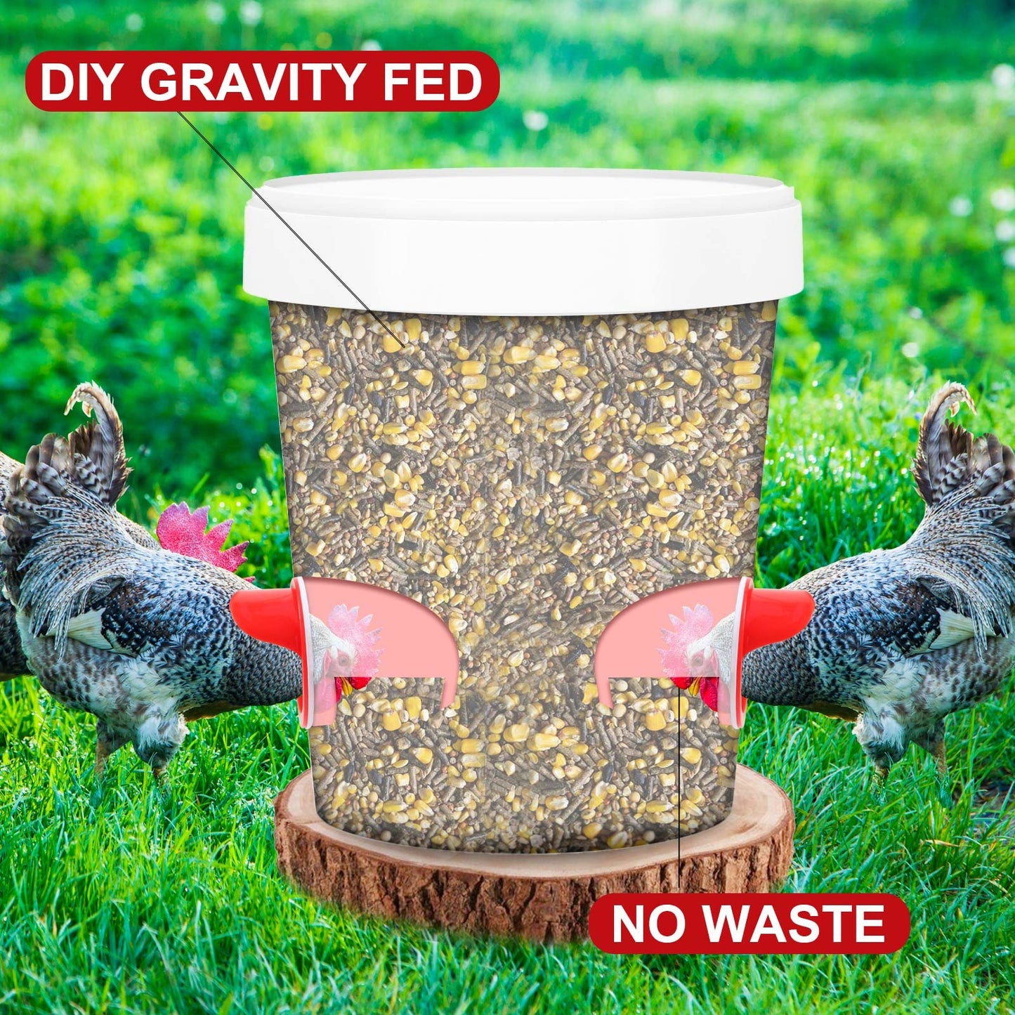 Gugull DIY Chicken Feeders No Waste, Automatic Chicken Feeders and Waterer Set, 6 pcs Poultry Feeder 6 Automatic Chicken Water Feeder, Rodent Proof Rain Proof Poultry Feeder Kit for
